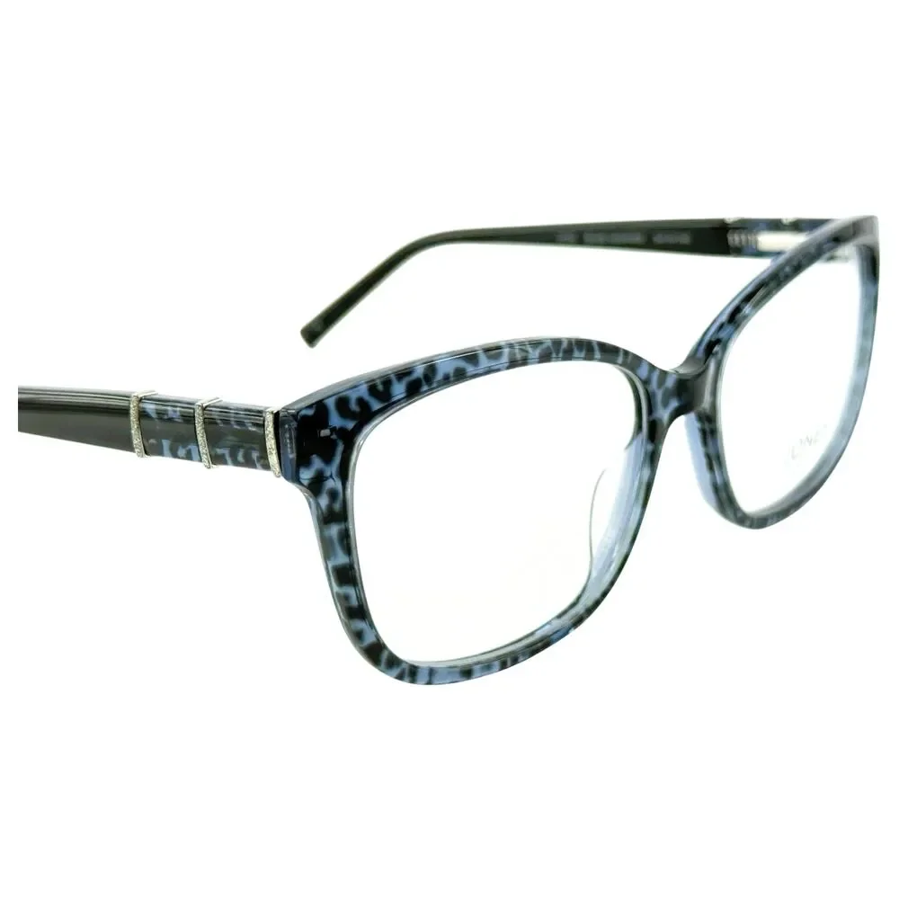 Jones New York J779 Womens Plastic Eyeglass Frame Blue Leopard 54-16
